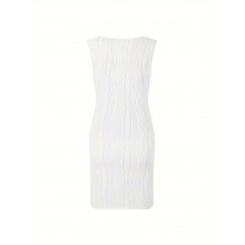 Chic Wavy Stripe V-Neck Sleeveless Mini Dress - Fashionable Womens Clothing for Casual Chic Style