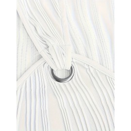 Chic Wavy Stripe V-Neck Sleeveless Mini Dress - Fashionable Womens Clothing for Casual Chic Style