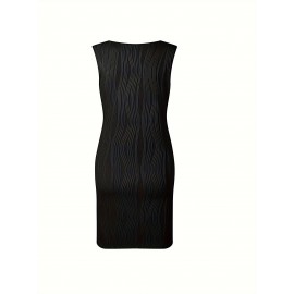Chic Wavy Stripe V-Neck Sleeveless Mini Dress - Fashionable Womens Clothing for Casual Chic Style