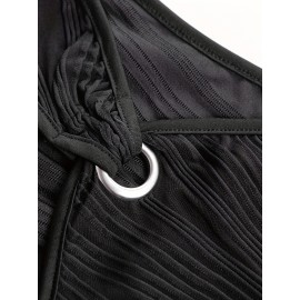 Chic Wavy Stripe V-Neck Sleeveless Mini Dress - Fashionable Womens Clothing for Casual Chic Style