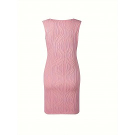 Chic Wavy Stripe V-Neck Sleeveless Mini Dress - Fashionable Womens Clothing for Casual Chic Style