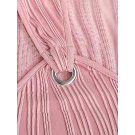 Chic Wavy Stripe V-Neck Sleeveless Mini Dress - Fashionable Womens Clothing for Casual Chic Style
