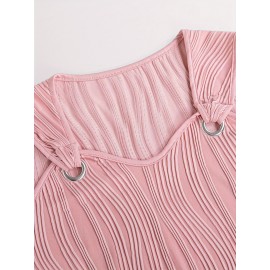 Chic Wavy Stripe V-Neck Sleeveless Mini Dress - Fashionable Womens Clothing for Casual Chic Style