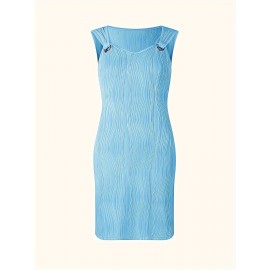 Chic Wavy Stripe V-Neck Sleeveless Mini Dress - Fashionable Womens Clothing for Casual Chic Style