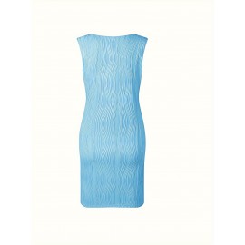 Chic Wavy Stripe V-Neck Sleeveless Mini Dress - Fashionable Womens Clothing for Casual Chic Style