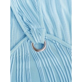 Chic Wavy Stripe V-Neck Sleeveless Mini Dress - Fashionable Womens Clothing for Casual Chic Style