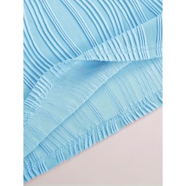 Chic Wavy Stripe V-Neck Sleeveless Mini Dress - Fashionable Womens Clothing for Casual Chic Style