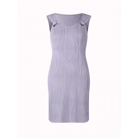 Chic Wavy Stripe V-Neck Sleeveless Mini Dress - Fashionable Womens Clothing for Casual Chic Style