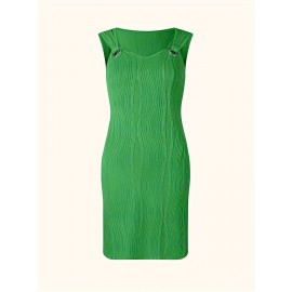 Chic Wavy Stripe V-Neck Sleeveless Mini Dress - Fashionable Womens Clothing for Casual Chic Style