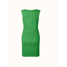 Chic Wavy Stripe V-Neck Sleeveless Mini Dress - Fashionable Womens Clothing for Casual Chic Style