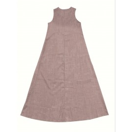 Vibrant Solid Color V-Neck Maxi Dress - Fashionable Sleeveless & Loose Fit - Perfect for Summer & Spring - Womens Casual Everyday Wear