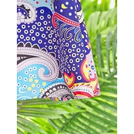 Bohemian Paisley Print Dress - Flowy Layered Skirt - Bell Sleeves - Perfect for Beach Holidays & Casual Summer Days, Womens Fashion