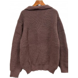 Men's Stylish Solid Knitted Shirt, Casual Slightly Stretch Breathable Lapel Zip Up Long Sleeve Shirt Top For City Walk Street Hanging K-pop