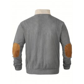 Mens Retro Color Block Knitted Mid Stretch Stand Collar Pullover Sweater - Warm, Casual, Long Sleeve, Button Front, Machine Washable - Perfect for Fall and Winter, Old Money Style