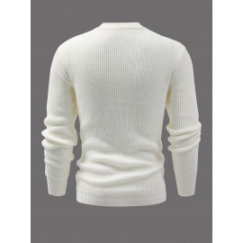 Comfortable Mens Knitted Pullover Sweater - Stylish & Warm with Mid Stretch Round Neck - All-Match Fall Winter Essential for Cool Days