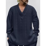 Cozy Cable Knit Sweater - Men's Casual Warm Loose Fit V Neck Pullover Sweater for Fall Winter - Soft Cotton Blend, Slightly Stretchy, Old Money Style, Perfect for Outdoor Activities