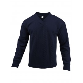 Cozy Cable Knit Sweater - Men's Casual Warm Loose Fit V Neck Pullover Sweater for Fall Winter - Soft Cotton Blend, Slightly Stretchy, Old Money Style, Perfect for Outdoor Activities