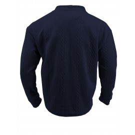 Cozy Cable Knit Sweater - Men's Casual Warm Loose Fit V Neck Pullover Sweater for Fall Winter - Soft Cotton Blend, Slightly Stretchy, Old Money Style, Perfect for Outdoor Activities