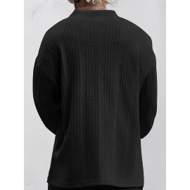 Cozy Cable Knit Sweater - Men's Casual Warm Loose Fit V Neck Pullover Sweater for Fall Winter - Soft Cotton Blend, Slightly Stretchy, Old Money Style, Perfect for Outdoor Activities