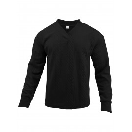 Cozy Cable Knit Sweater - Men's Casual Warm Loose Fit V Neck Pullover Sweater for Fall Winter - Soft Cotton Blend, Slightly Stretchy, Old Money Style, Perfect for Outdoor Activities