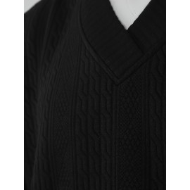 Cozy Cable Knit Sweater - Men's Casual Warm Loose Fit V Neck Pullover Sweater for Fall Winter - Soft Cotton Blend, Slightly Stretchy, Old Money Style, Perfect for Outdoor Activities