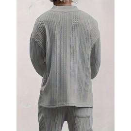 Cozy Cable Knit Sweater - Men's Casual Warm Loose Fit V Neck Pullover Sweater for Fall Winter - Soft Cotton Blend, Slightly Stretchy, Old Money Style, Perfect for Outdoor Activities