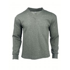 Cozy Cable Knit Sweater - Men's Casual Warm Loose Fit V Neck Pullover Sweater for Fall Winter - Soft Cotton Blend, Slightly Stretchy, Old Money Style, Perfect for Outdoor Activities