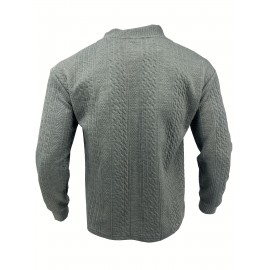Cozy Cable Knit Sweater - Men's Casual Warm Loose Fit V Neck Pullover Sweater for Fall Winter - Soft Cotton Blend, Slightly Stretchy, Old Money Style, Perfect for Outdoor Activities