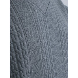 Cozy Cable Knit Sweater - Men's Casual Warm Loose Fit V Neck Pullover Sweater for Fall Winter - Soft Cotton Blend, Slightly Stretchy, Old Money Style, Perfect for Outdoor Activities