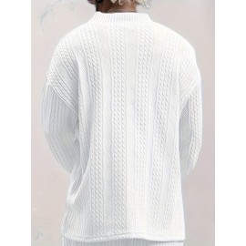 Cozy Cable Knit Sweater - Men's Casual Warm Loose Fit V Neck Pullover Sweater for Fall Winter - Soft Cotton Blend, Slightly Stretchy, Old Money Style, Perfect for Outdoor Activities