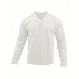 Cozy Cable Knit Sweater - Men's Casual Warm Loose Fit V Neck Pullover Sweater for Fall Winter - Soft Cotton Blend, Slightly Stretchy, Old Money Style, Perfect for Outdoor Activities