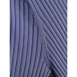 Men's Stripe Pattern Medium Stretch Short Sleeve Lapel Sweater, Men's Casual Solid Color V-Neck Top For Daily Wear & Business Clothing