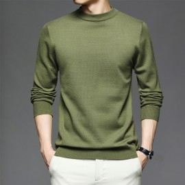 CozyFit Knitted Sweater - Soft, Warm, Slightly Stretchy Crew Neck Pullover for Men - Perfect for Fall and Winter Seasons, Casual Daily Wear, and Outdoor Activities