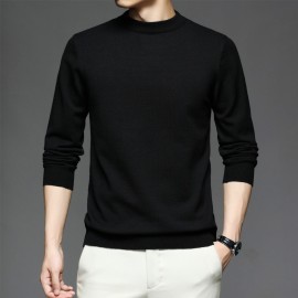CozyFit Knitted Sweater - Soft, Warm, Slightly Stretchy Crew Neck Pullover for Men - Perfect for Fall and Winter Seasons, Casual Daily Wear, and Outdoor Activities