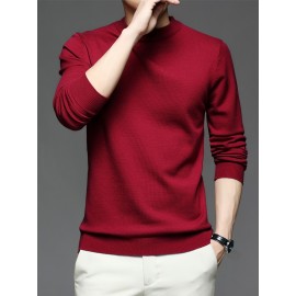 CozyFit Knitted Sweater - Soft, Warm, Slightly Stretchy Crew Neck Pullover for Men - Perfect for Fall and Winter Seasons, Casual Daily Wear, and Outdoor Activities