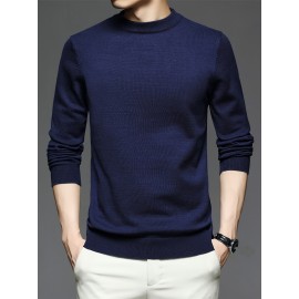 CozyFit Knitted Sweater - Soft, Warm, Slightly Stretchy Crew Neck Pullover for Men - Perfect for Fall and Winter Seasons, Casual Daily Wear, and Outdoor Activities