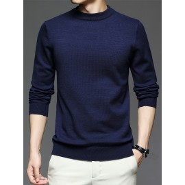 CozyFit Knitted Sweater - Soft, Warm, Slightly Stretchy Crew Neck Pullover for Men - Perfect for Fall and Winter Seasons, Casual Daily Wear, and Outdoor Activities