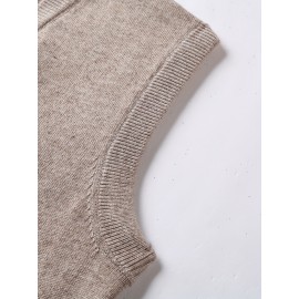 Mens Stylish Casual Knitted Wool Vest - Fashionable V-Neck, Sleeveless Thermal Jacket for Autumn & Winter - Perfect Insulating Layer, Versatile Tank Top Alternative