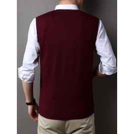 Mens Stylish Casual Knitted Wool Vest - Fashionable V-Neck, Sleeveless Thermal Jacket for Autumn & Winter - Perfect Insulating Layer, Versatile Tank Top Alternative