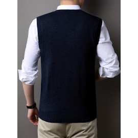 Mens Stylish Casual Knitted Wool Vest - Fashionable V-Neck, Sleeveless Thermal Jacket for Autumn & Winter - Perfect Insulating Layer, Versatile Tank Top Alternative