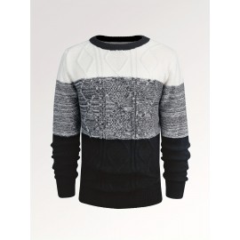 Argyle Masterpiece Sweater - Soft, Warm, Slightly Stretchy Crew Neck Pullover for Men - Perfect for Fall and Winter, Casual, Knitted, Color Block, Men's Sweater