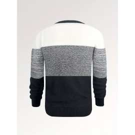 Argyle Masterpiece Sweater - Soft, Warm, Slightly Stretchy Crew Neck Pullover for Men - Perfect for Fall and Winter, Casual, Knitted, Color Block, Men's Sweater
