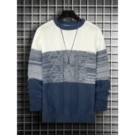 Argyle Masterpiece Sweater - Soft, Warm, Slightly Stretchy Crew Neck Pullover for Men - Perfect for Fall and Winter, Casual, Knitted, Color Block, Men's Sweater