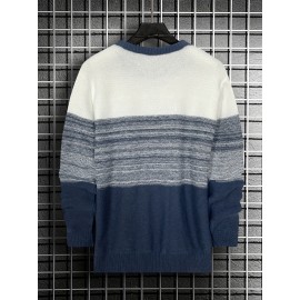 Argyle Masterpiece Sweater - Soft, Warm, Slightly Stretchy Crew Neck Pullover for Men - Perfect for Fall and Winter, Casual, Knitted, Color Block, Men's Sweater