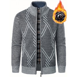 Cozy Thermal Knit Cardigan - Men's Full Zip Up Regular Fit Casual Sweater for Winter - Soft, Warm, and Comfortable