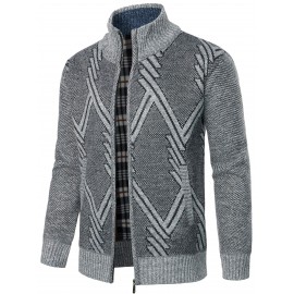 Cozy Thermal Knit Cardigan - Men's Full Zip Up Regular Fit Casual Sweater for Winter - Soft, Warm, and Comfortable