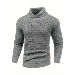 Cozy Chic Men's Waffle Pattern High Stretch Sweater - Soft, Breathable, and Lightweight Pullover for Fall and Winter - Chic Mature Casual Wear for Everyday