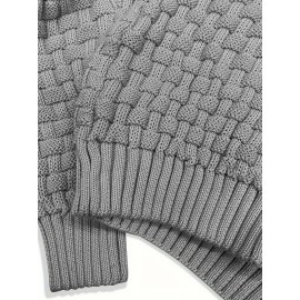 Cozy Chic Men's Waffle Pattern High Stretch Sweater - Soft, Breathable, and Lightweight Pullover for Fall and Winter - Chic Mature Casual Wear for Everyday