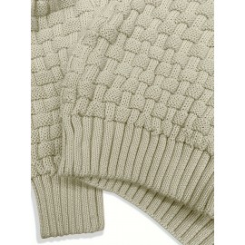 Cozy Chic Men's Waffle Pattern High Stretch Sweater - Soft, Breathable, and Lightweight Pullover for Fall and Winter - Chic Mature Casual Wear for Everyday