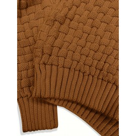 Cozy Chic Men's Waffle Pattern High Stretch Sweater - Soft, Breathable, and Lightweight Pullover for Fall and Winter - Chic Mature Casual Wear for Everyday